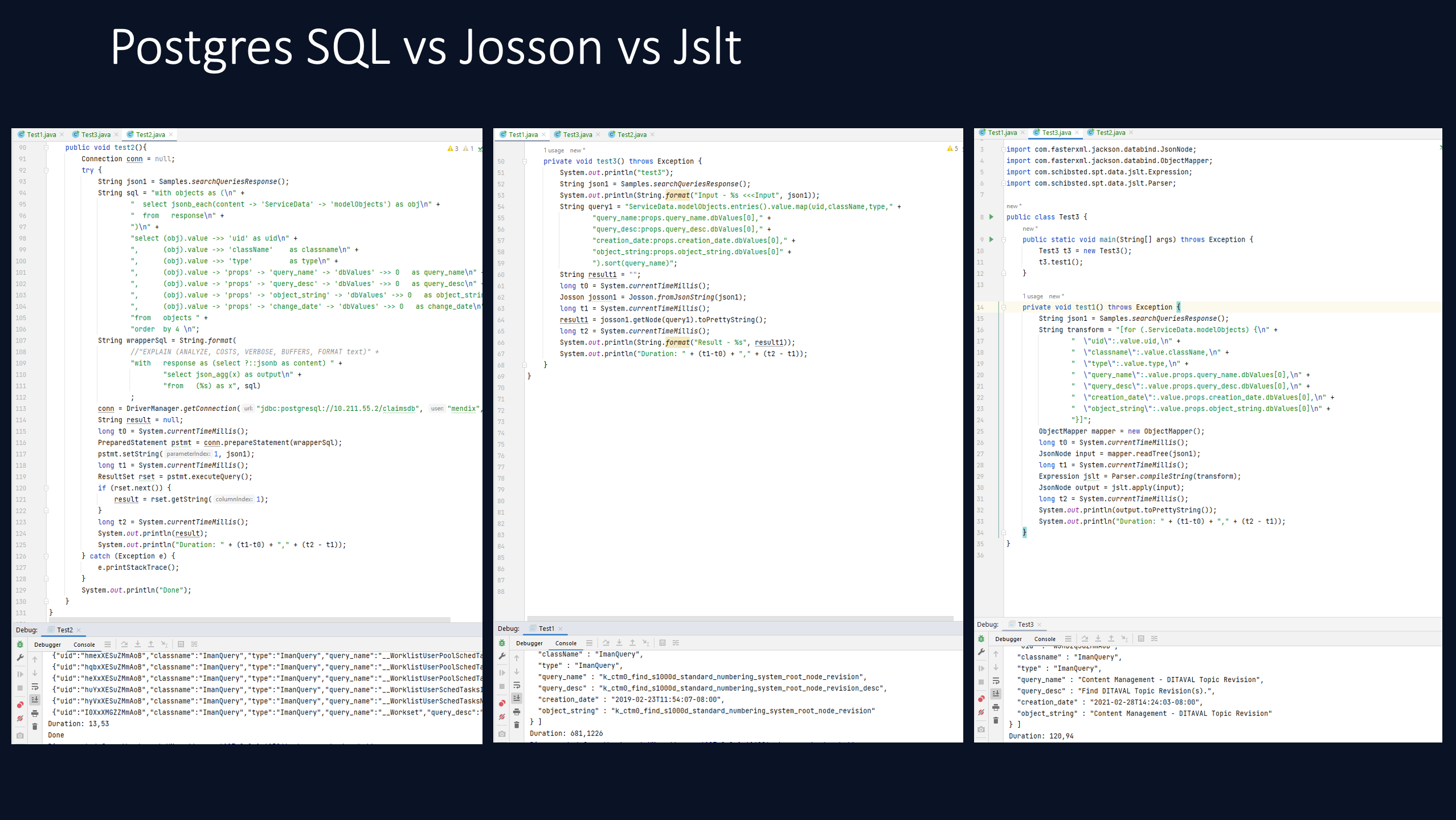 JSON transformation comparisson